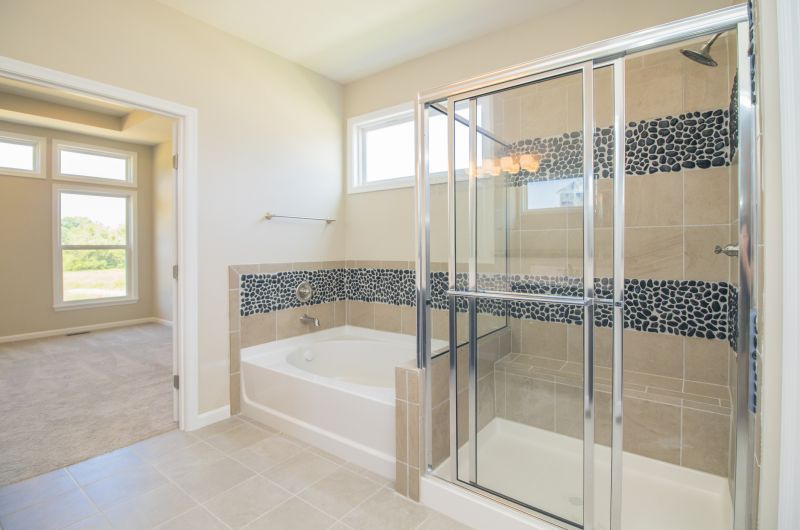 Small Corner Shower with Sliding Doors